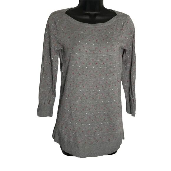 The Limited TALL Dotted Red/Pink/Gray Boat Neck Sweater - Picture 1 of 8